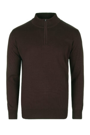 Braon half zip pamučni džemper 126F