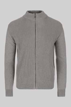 Sivi rebrasti zip džemper 127B