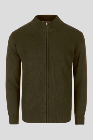 Maslinasti rebrasti zip džemper 127B