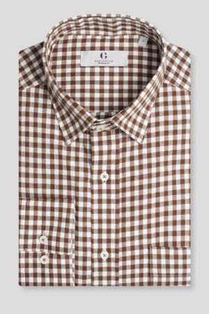 Braon karirana comfort košulja 720A