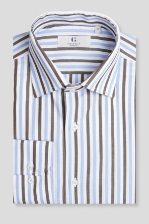 Braon plava prugasta košulja classic fit (764H)