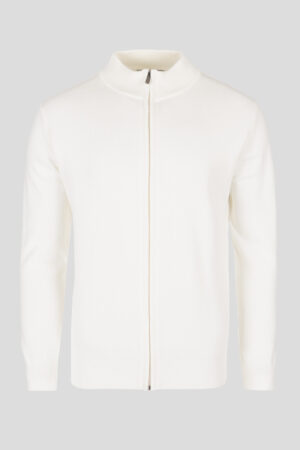 Lagani beli rebrasti zip džemper 120E