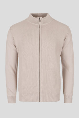 Lagani bež rebrasti zip džemper 120E