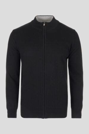 Lagani crni pamučni džemper na zip120F