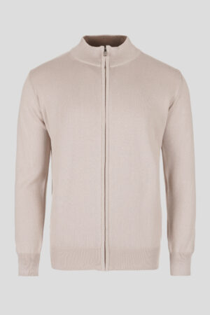 Lagani bež pamučni džemper na zip120F