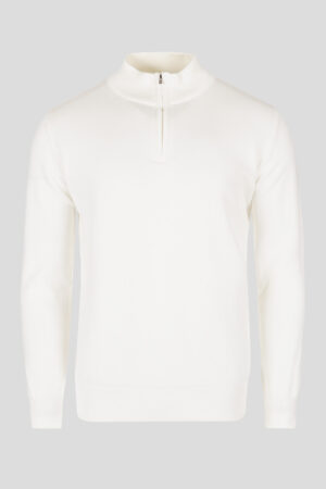 Beli half zip pamučni džemper 130M