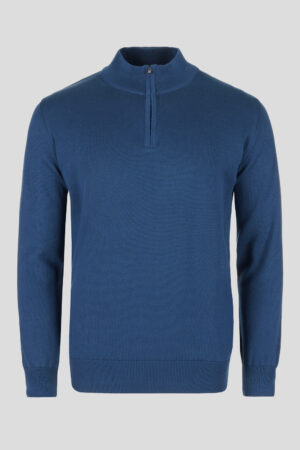 Petrolej half zip pamučni džemper 130M