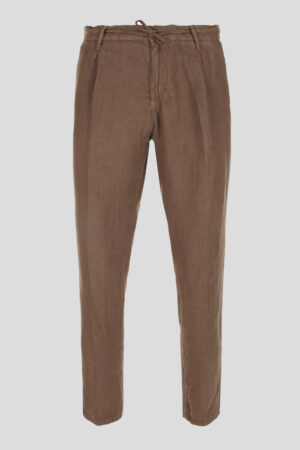 Casual braon lanene pantalone sa učkurom 490I