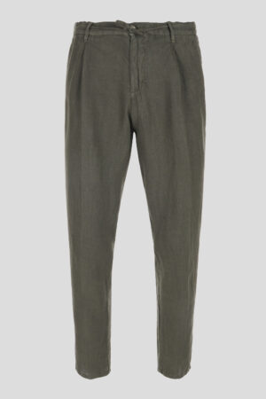 Casual zelene lanene pantalone sa učkurom 490I