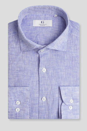 Plava lanena košulja slim fit 783F
