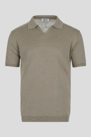 Khaki pletena polo majica lan/pamuk 060B