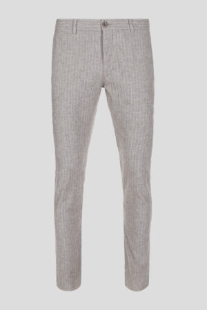 Bež melanž prugaste Chino pantalone 470P