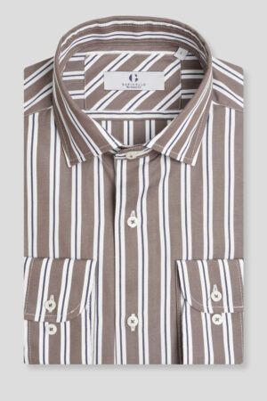 Braon Bold stripe slim fit košulja 717M