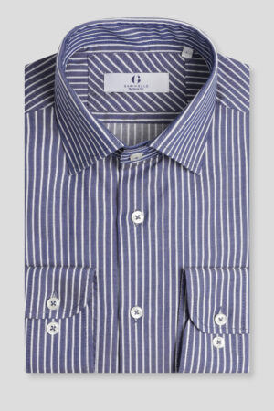 Teget prugasta herringbone slim fit košulja 521A