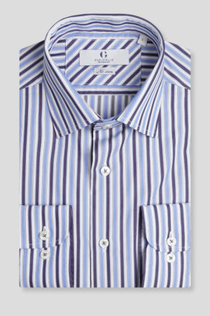 Plavo teget prugasta slim fit košulja 521A